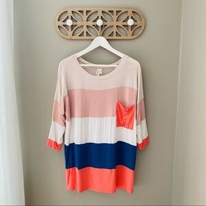 Pink Owl Striped Pullover Top Sz Medium